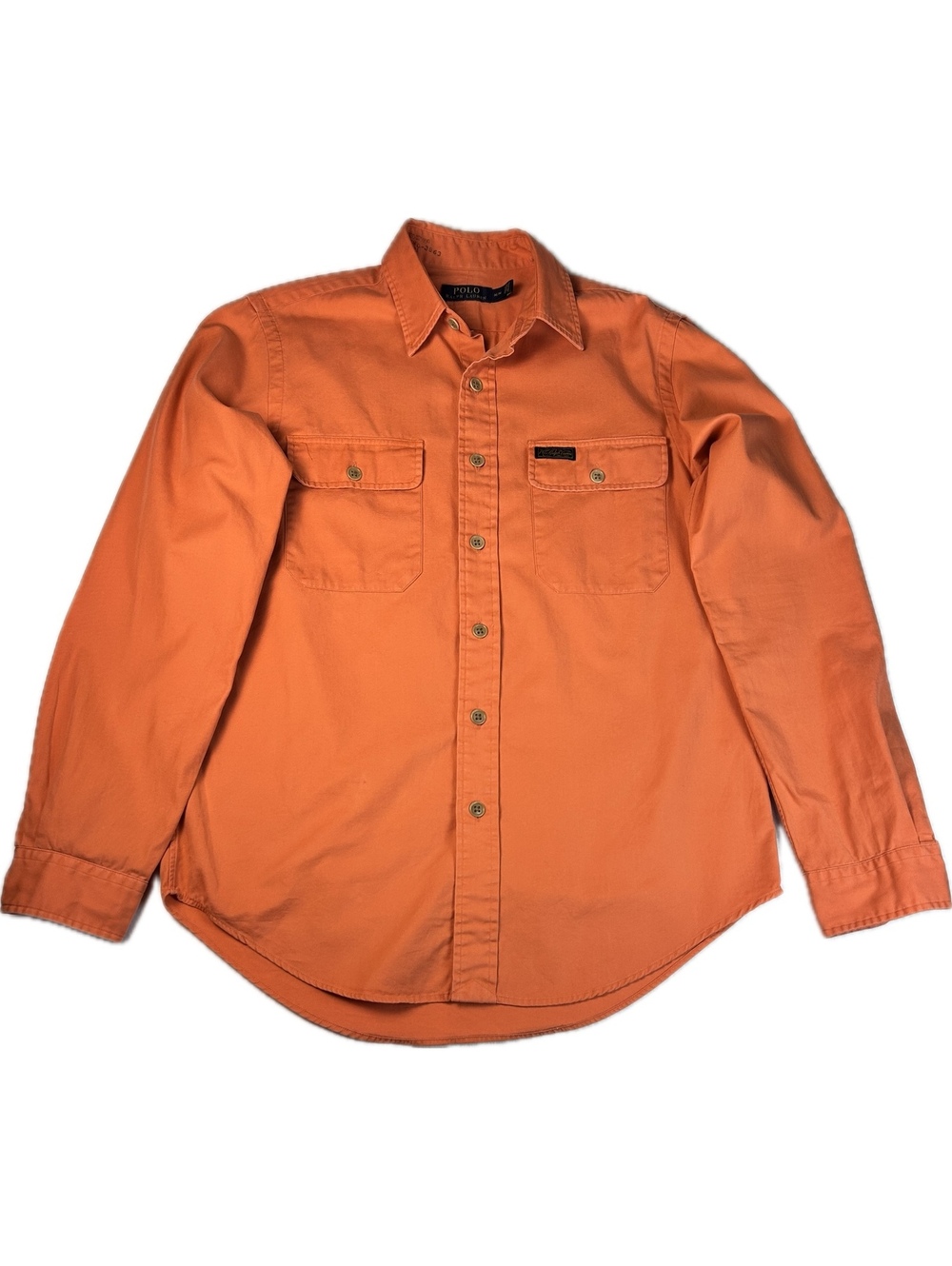 Polo Ralph Lauren Men's Orange Button-Up Shirt Medium